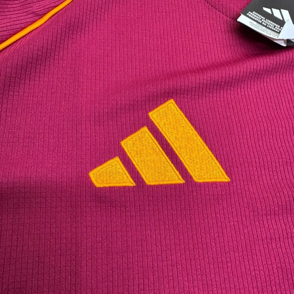 NEW AS Roma Adidas 2025/26 Home Stadium Short Sleeve Soccer Jersey Sz LG